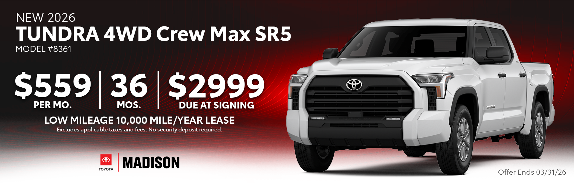 2026 TUNDRA 4WD Crew Max SR5 Lease